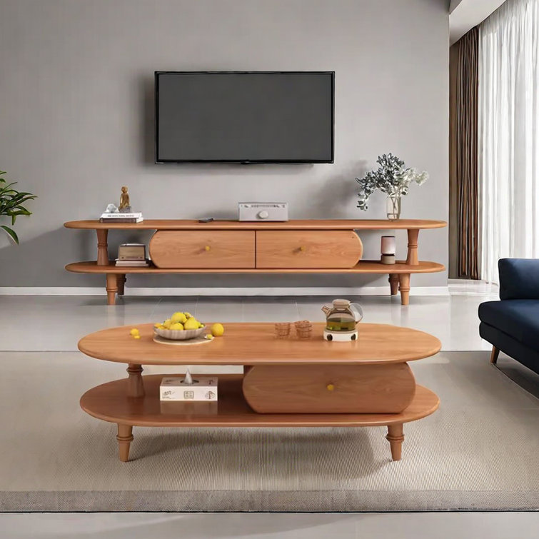 Canora Grey Teneasha 2 Piece Solid Wood Living Room Table Set